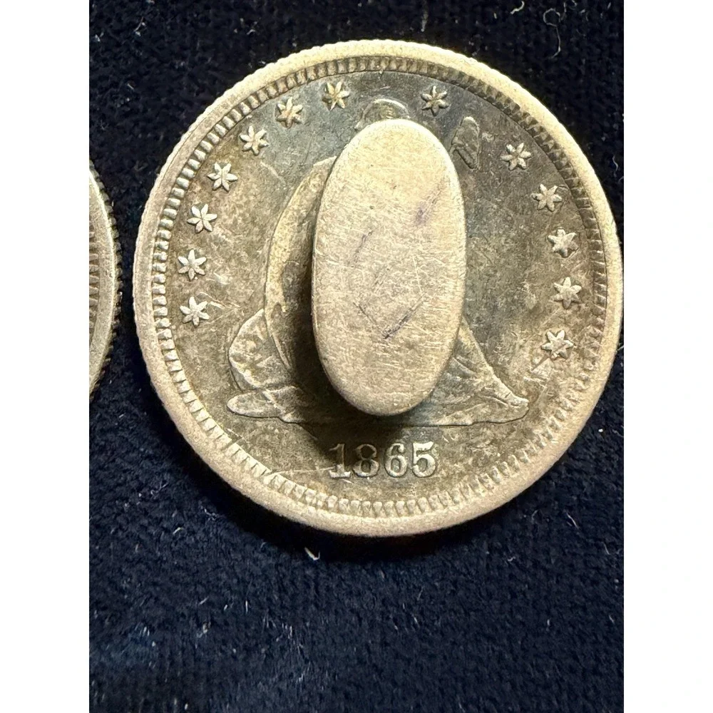 Victorian Love Token 1865 Coin Silver Half Dollar Button Studs
